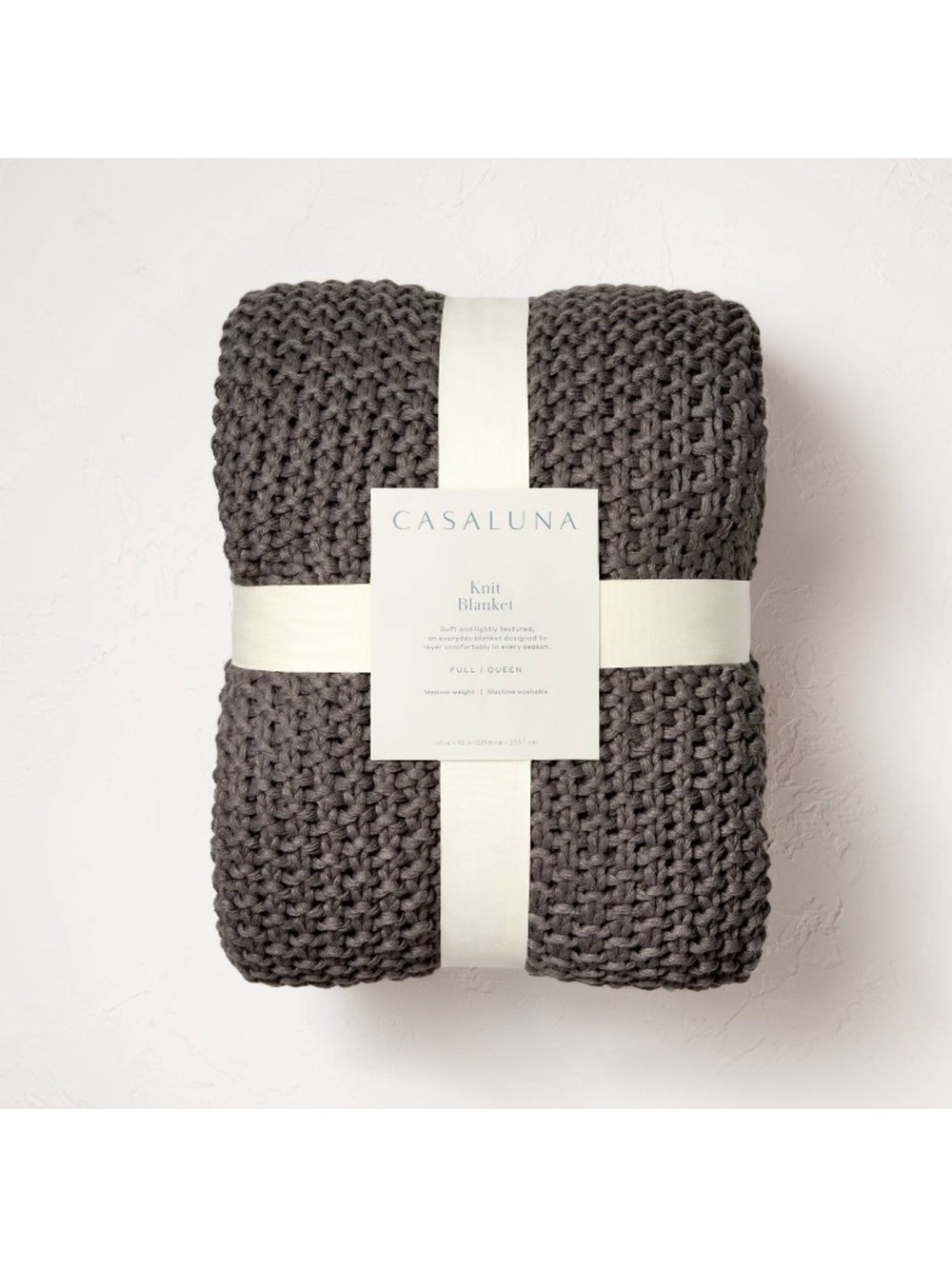 Casaluna Chunky Knit Throw - Charcoal Gray